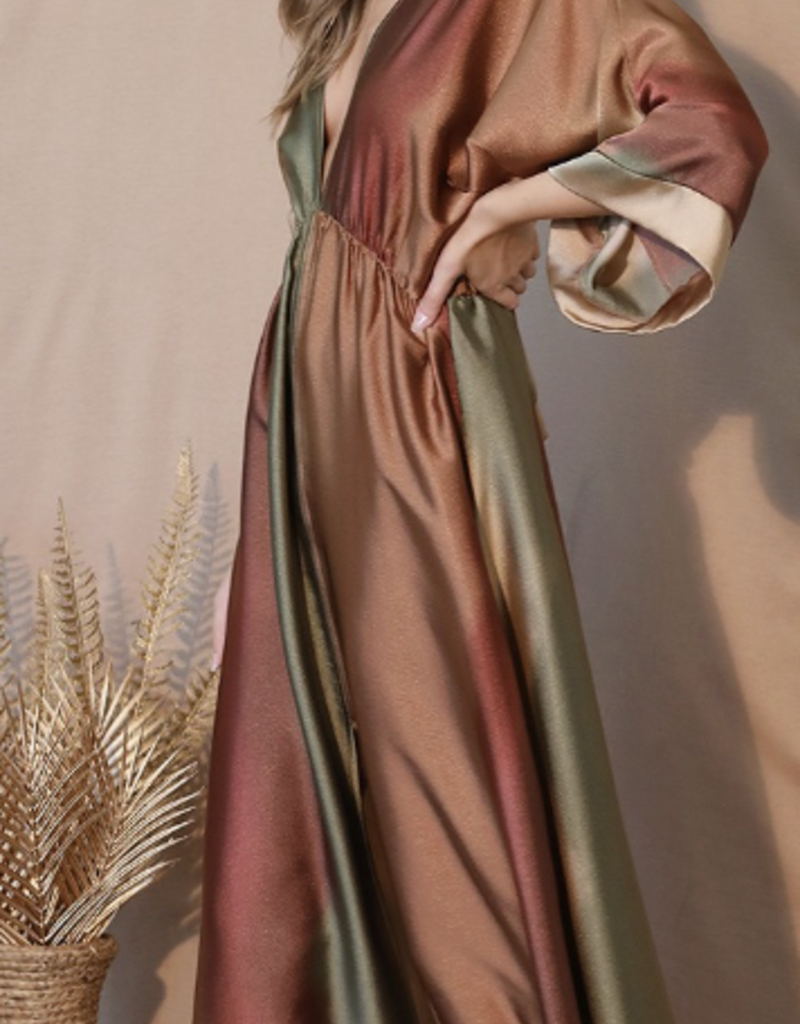 Ombre Satin Kimono Dress