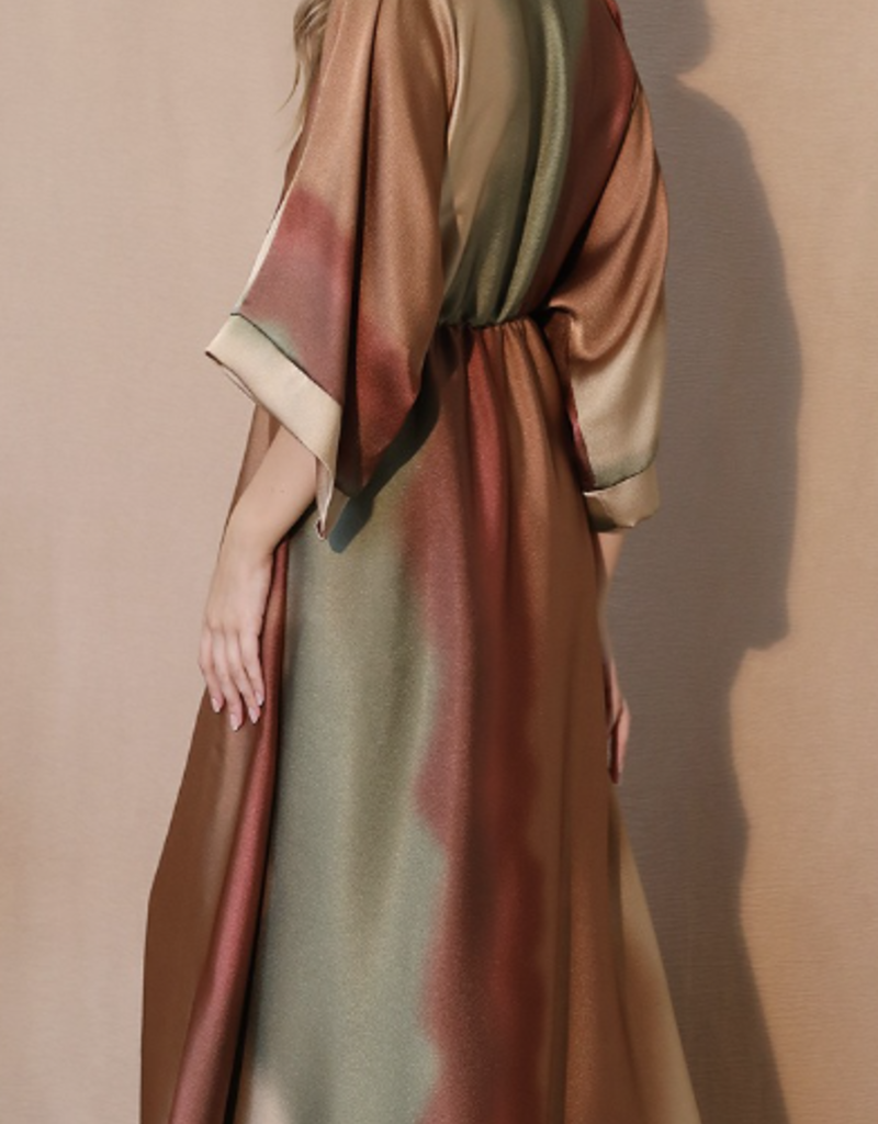 Ombre Satin Kimono Dress