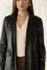 Black Faux Leather Blazer