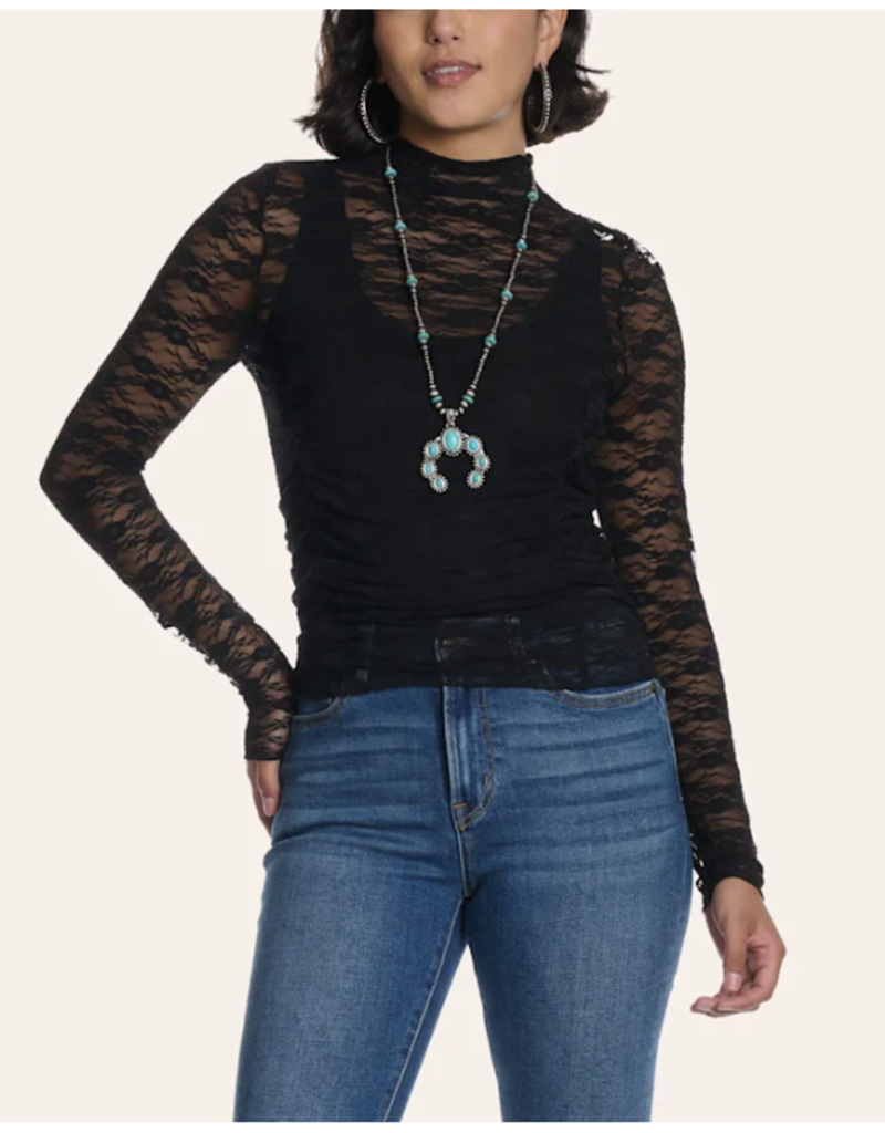 Lace mock neck top