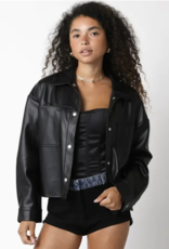 Riley Faux Leather Button Up