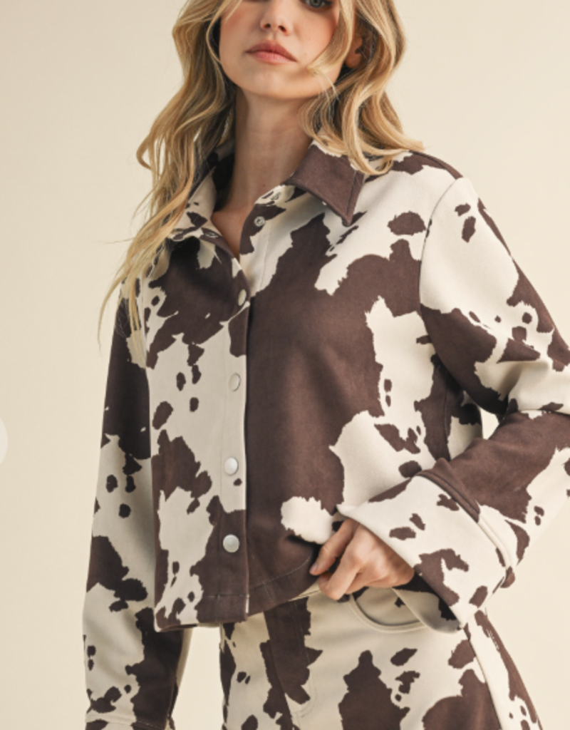 Cow Print Suede Jacket