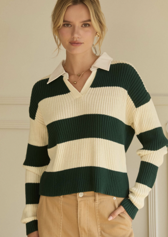Stripe Collard Sweater