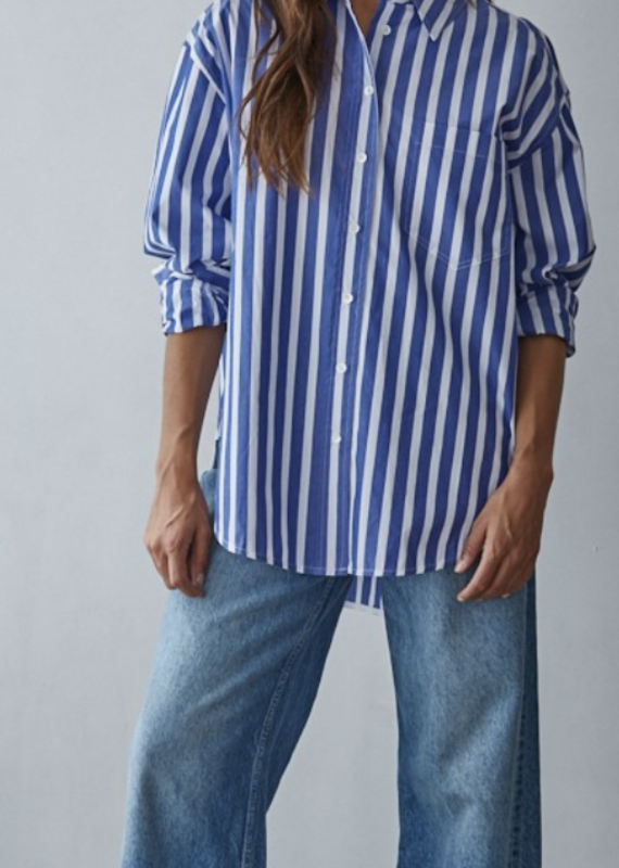 Blue/White Stripe Button Up