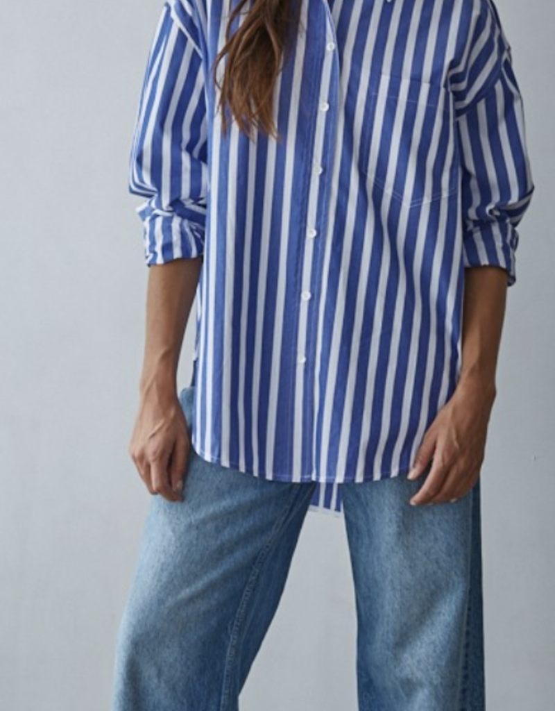 Blue/White Stripe Button Up