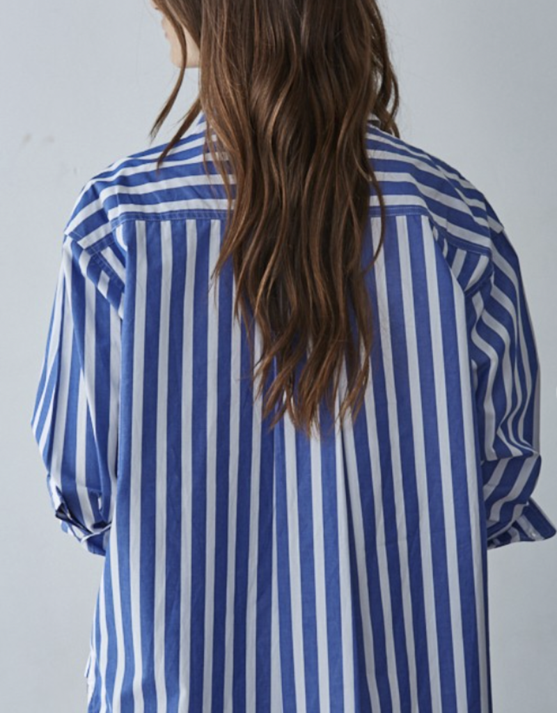 Blue/White Stripe Button Up