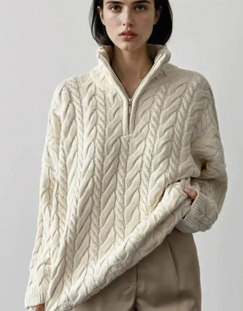 Cable Polo Sweater