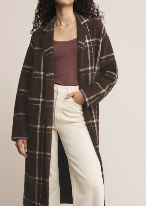 Mason Sweater Plaid Coat Coffee Bean