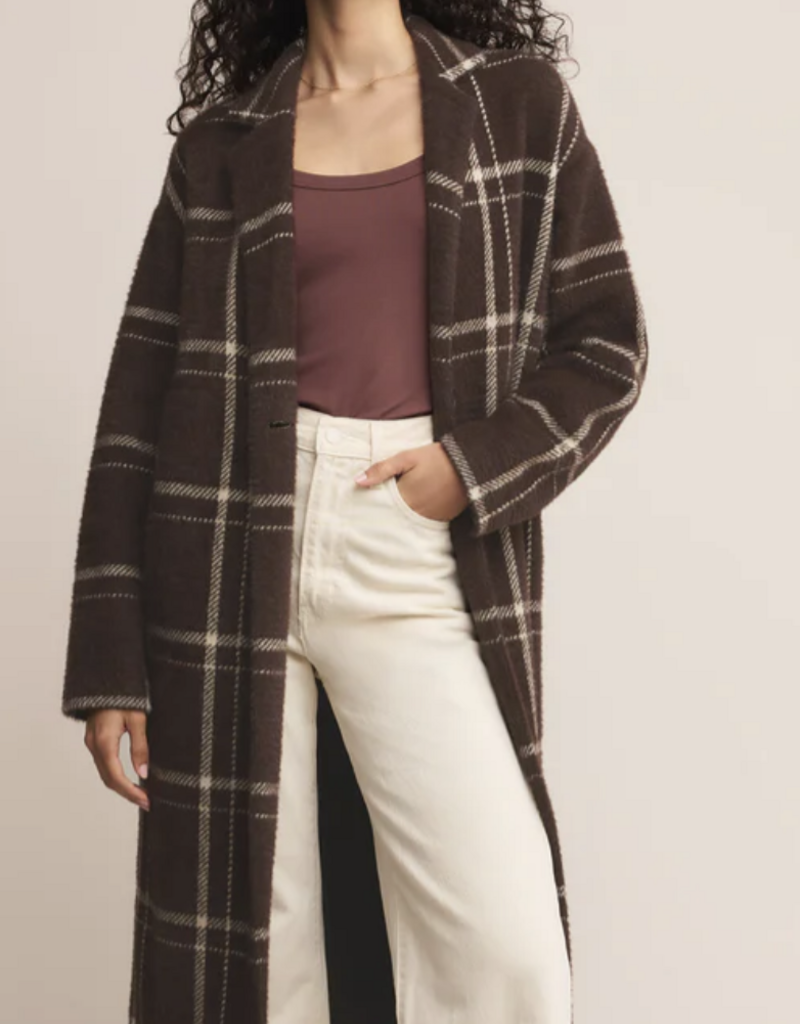 Mason Sweater Plaid Coat Coffee Bean