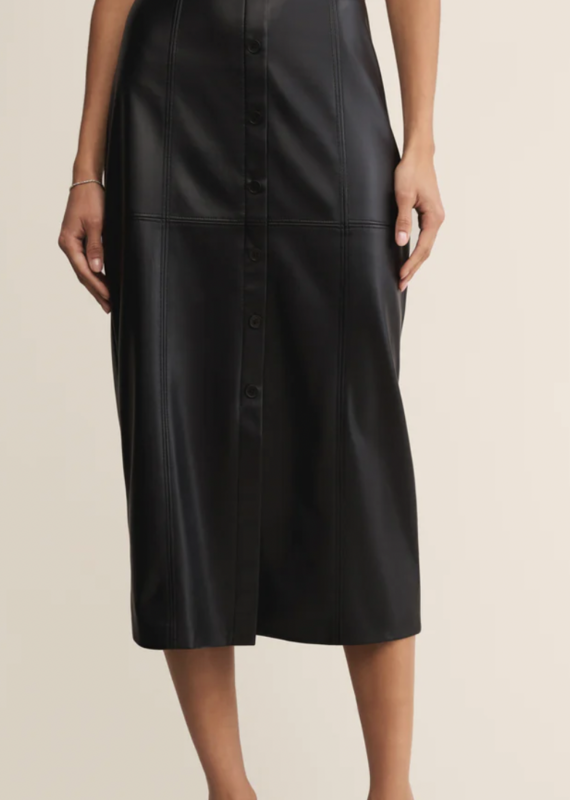 Reine Faux Leather Midi Skirt