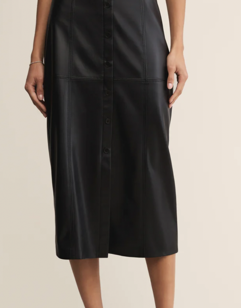 Reine Faux Leather Midi Skirt