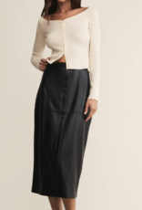 Reine Faux Leather Midi Skirt