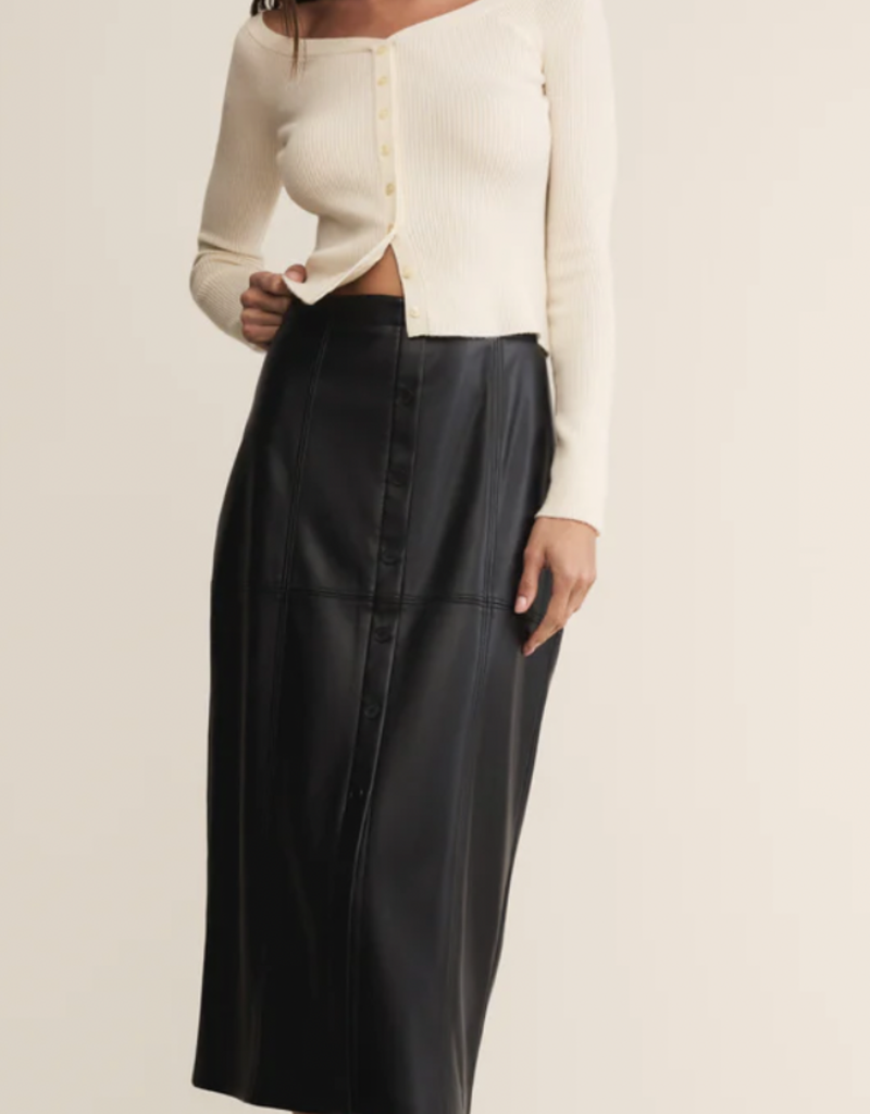 Reine Faux Leather Midi Skirt