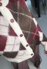 Fuzzy Argyle Cardigan