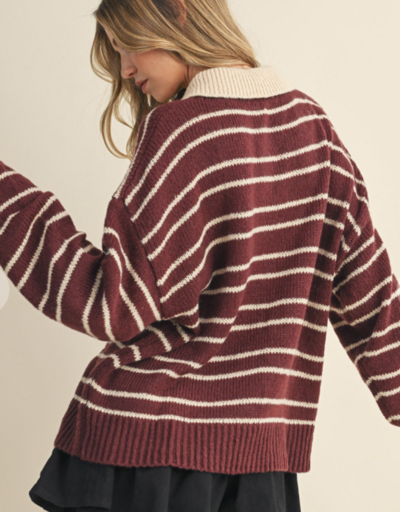 Stripe Sweater With Collar
