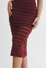 Mesh Stripe Midi Skirt