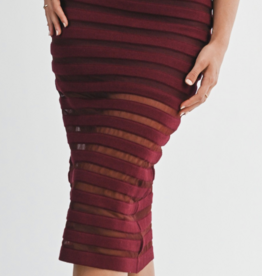 Mesh Stripe Midi Skirt