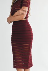Mesh Stripe Midi Skirt