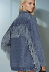 Premium Fringed Denim Blazer