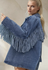 Premium Fringed Denim Blazer