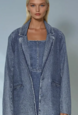 Premium Fringed Denim Blazer