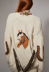 Western Horse Belted Sweater