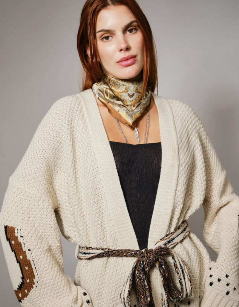 Western Horse Belted Sweater