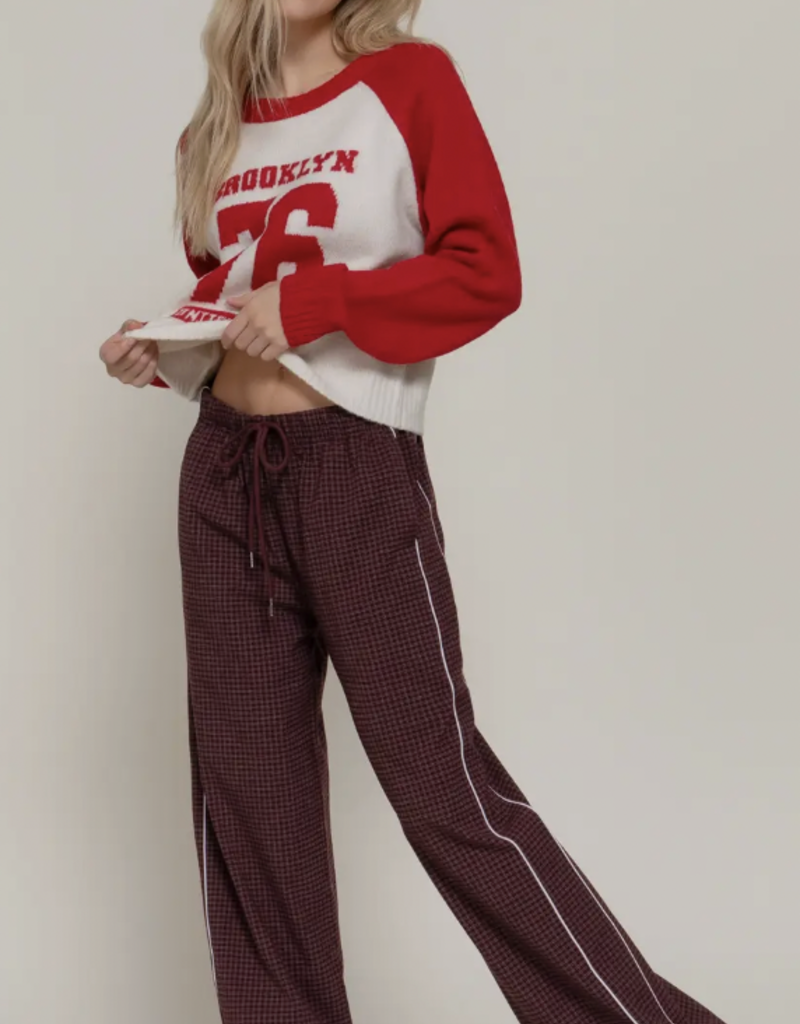 Maroon Check Pants