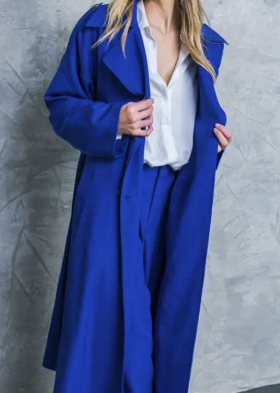 A Solid Woven Trench Coat