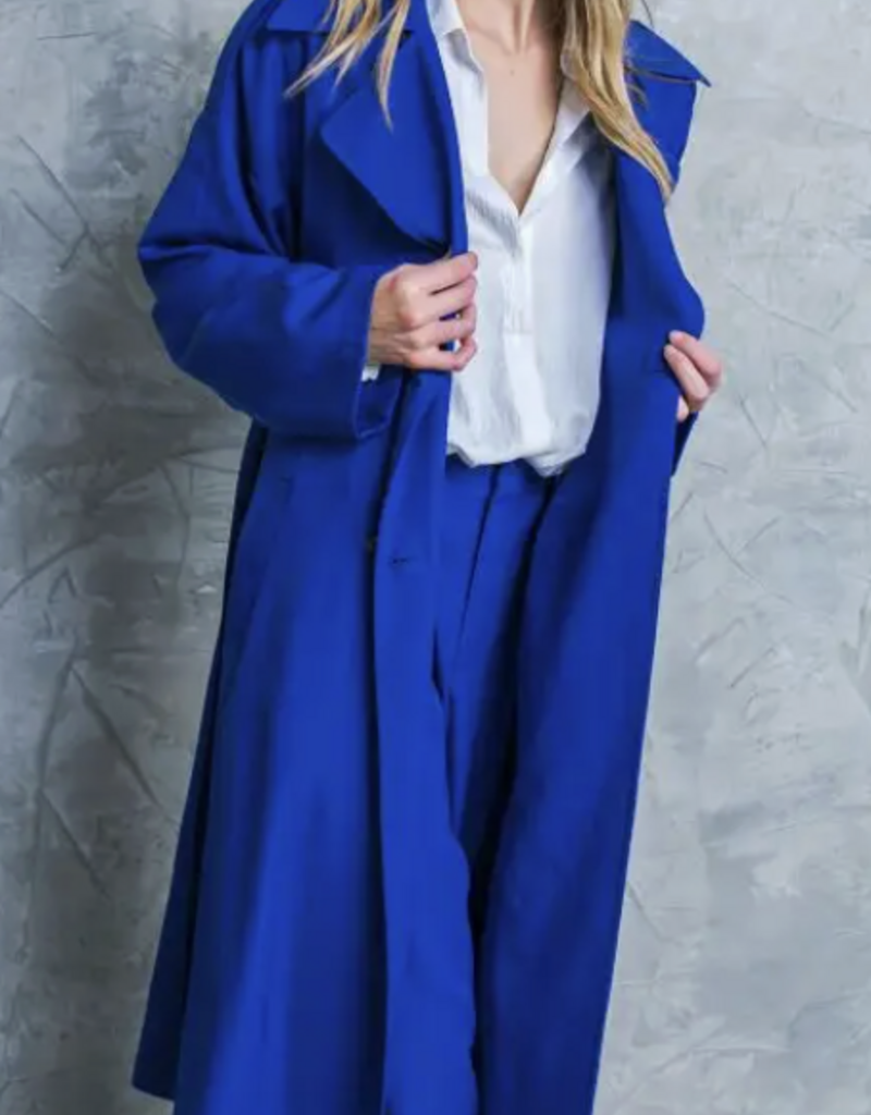 A Solid Woven Trench Coat