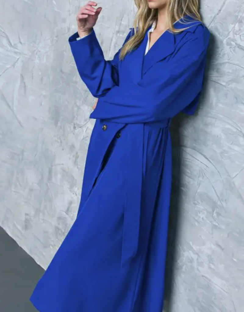 A Solid Woven Trench Coat