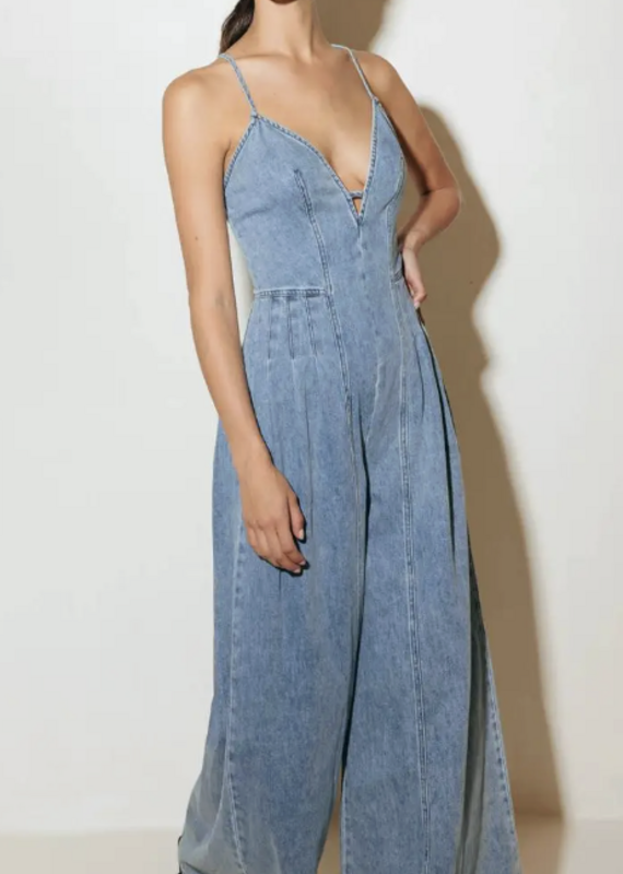 A Washed Denim Jumpsuit