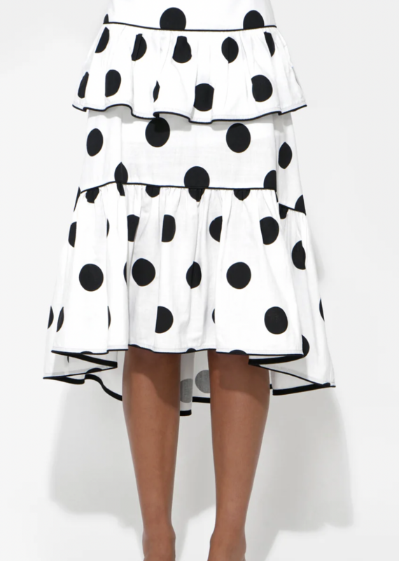 Aaliyah Layered Ruffle Linen Dot Skirt