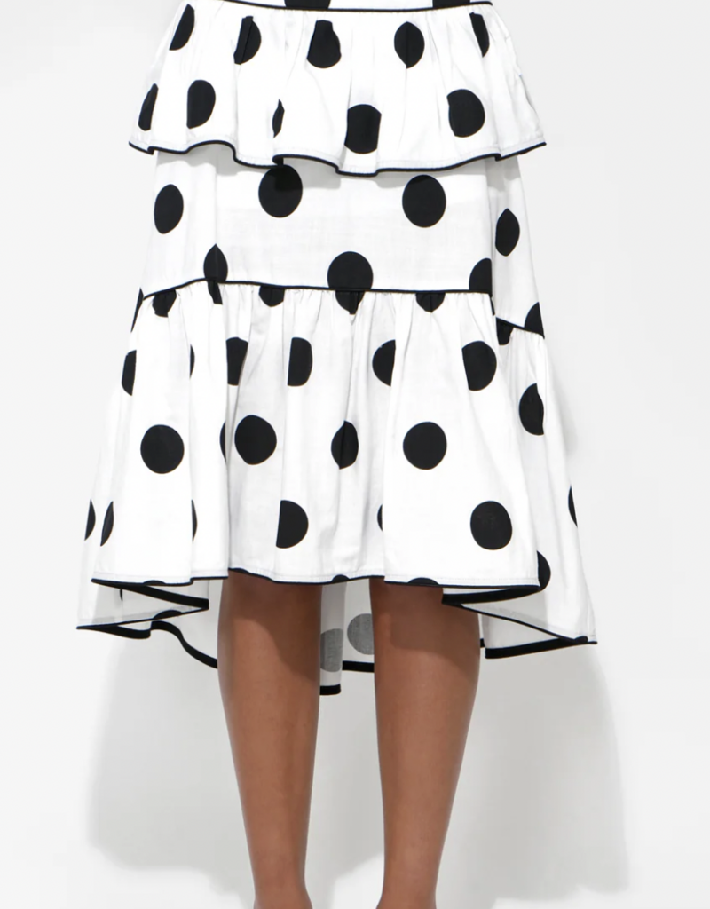Aaliyah Layered Ruffle Linen Dot Skirt