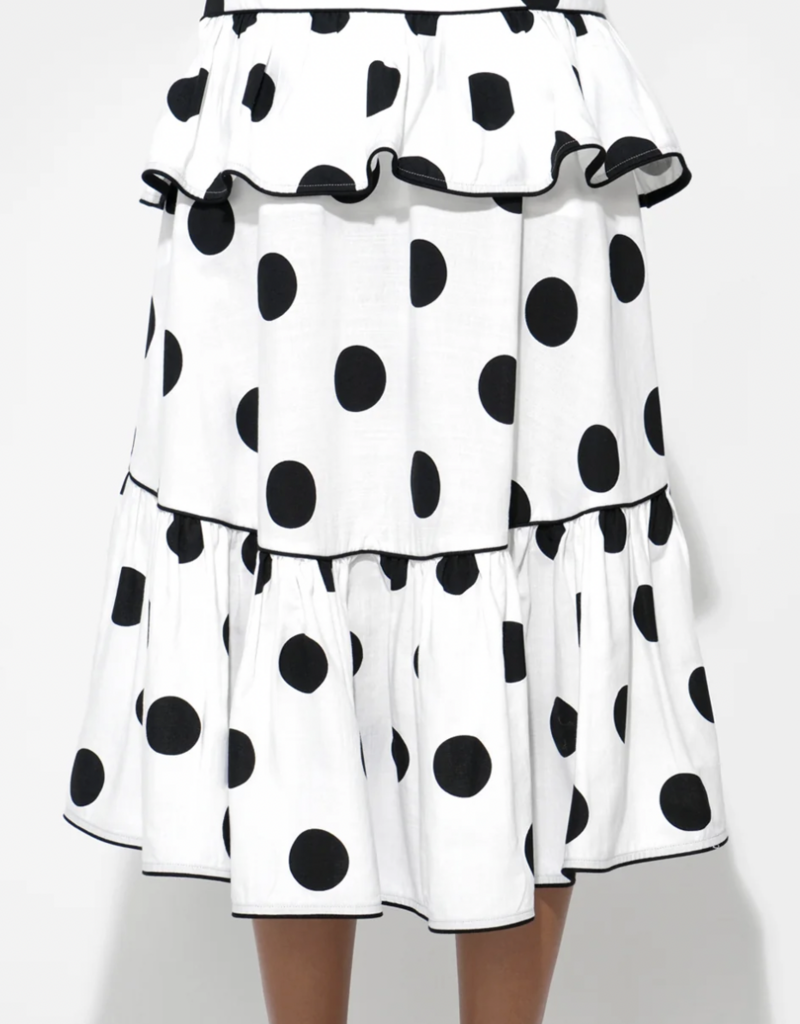 Aaliyah Layered Ruffle Linen Dot Skirt