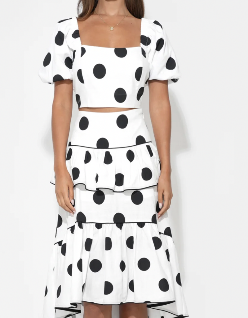 Aaliyah Layered Ruffle Linen Dot Skirt