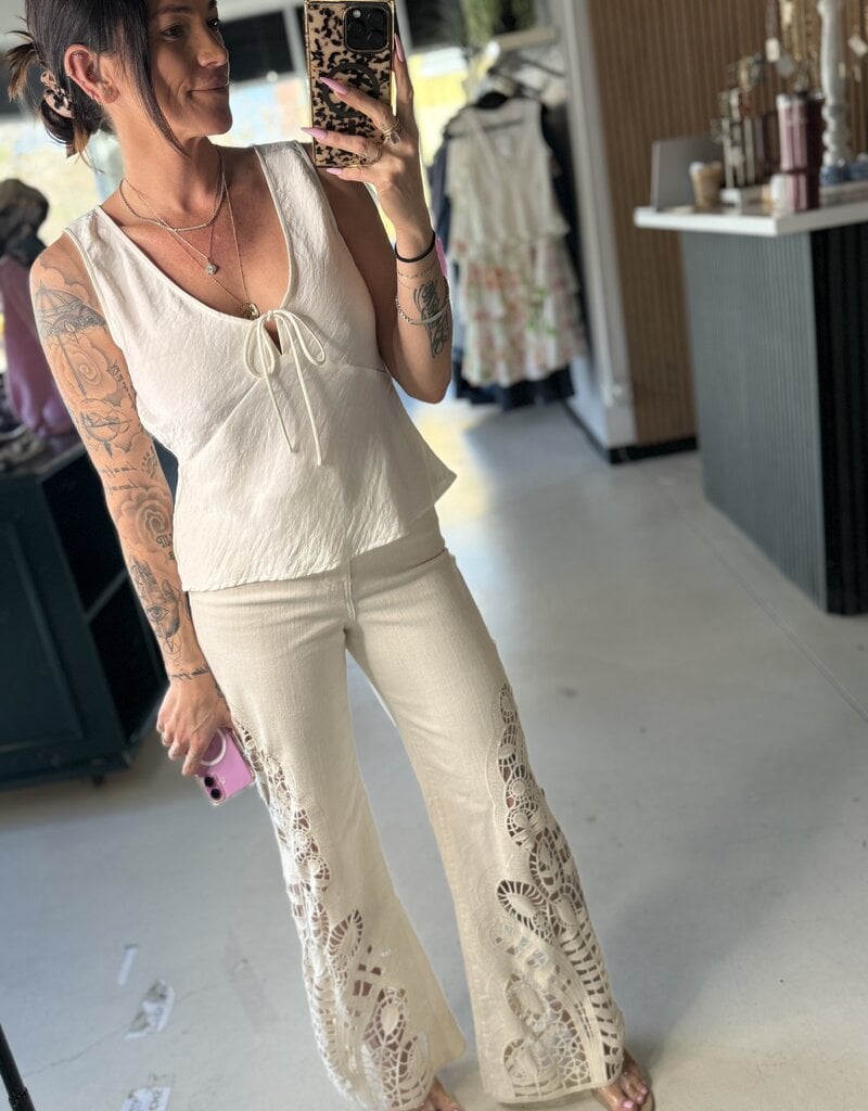 HIGH RISE LACE WIDE LEG