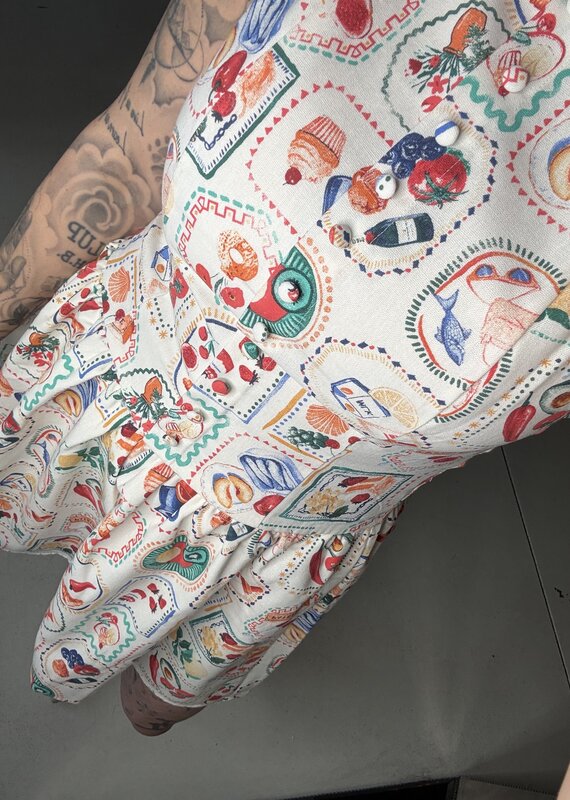 Mediterranean Lunch Motif Mini Dress