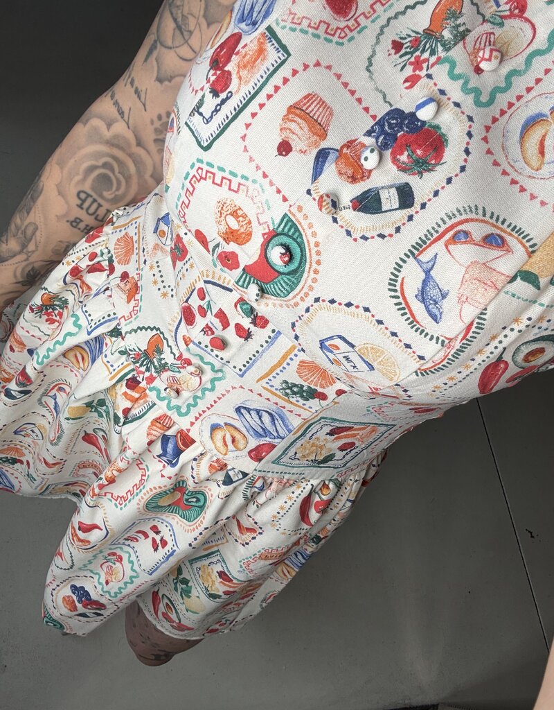 Mediterranean Lunch Motif Mini Dress