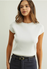 Round Neck Cap Short Sleeve Knit Top