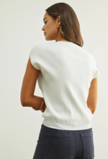 Round Neck Cap Short Sleeve Knit Top