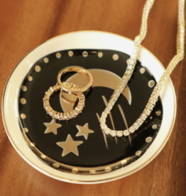 Round Trinket Tray Gold Moon and Stars