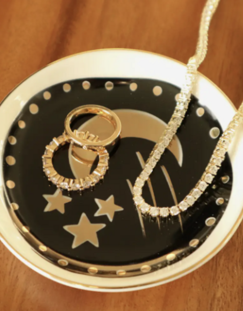 Round Trinket Tray Gold Moon and Stars