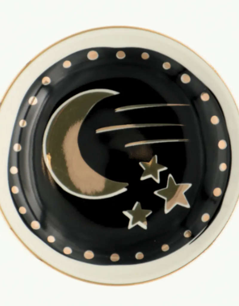 Round Trinket Tray Gold Moon and Stars