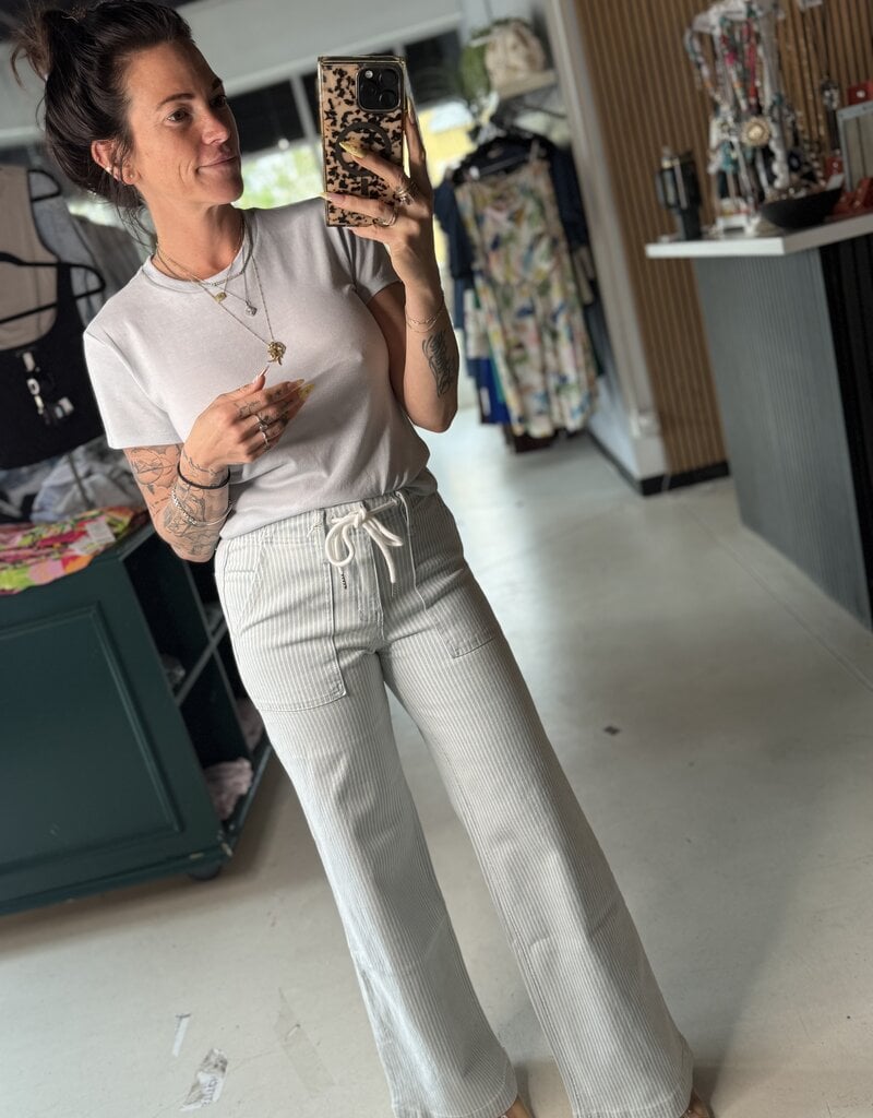 Drawstring Stripe Denim