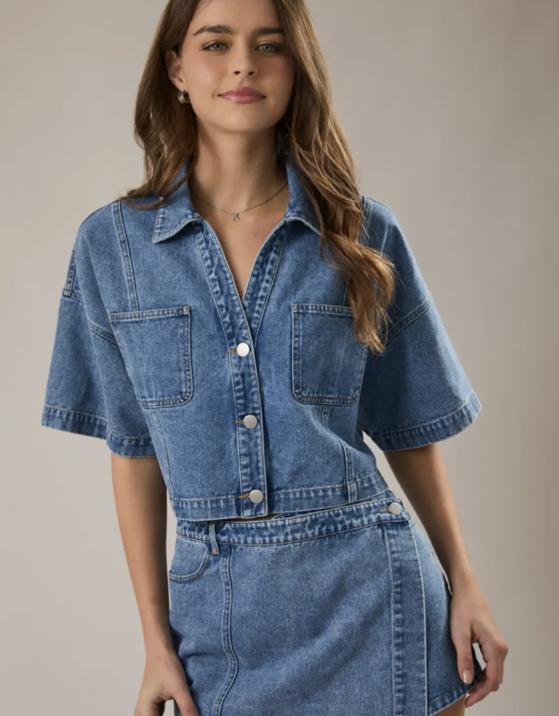 Denim Crop Shirt