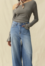 Cuff Embroidered Denim