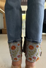Cuff Embroidered Denim