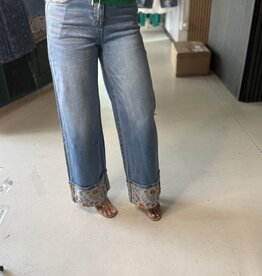 Cuff Embroidered Denim