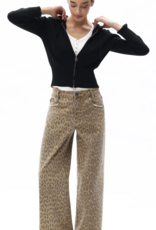 Mid Rise Leopard Straight Denim